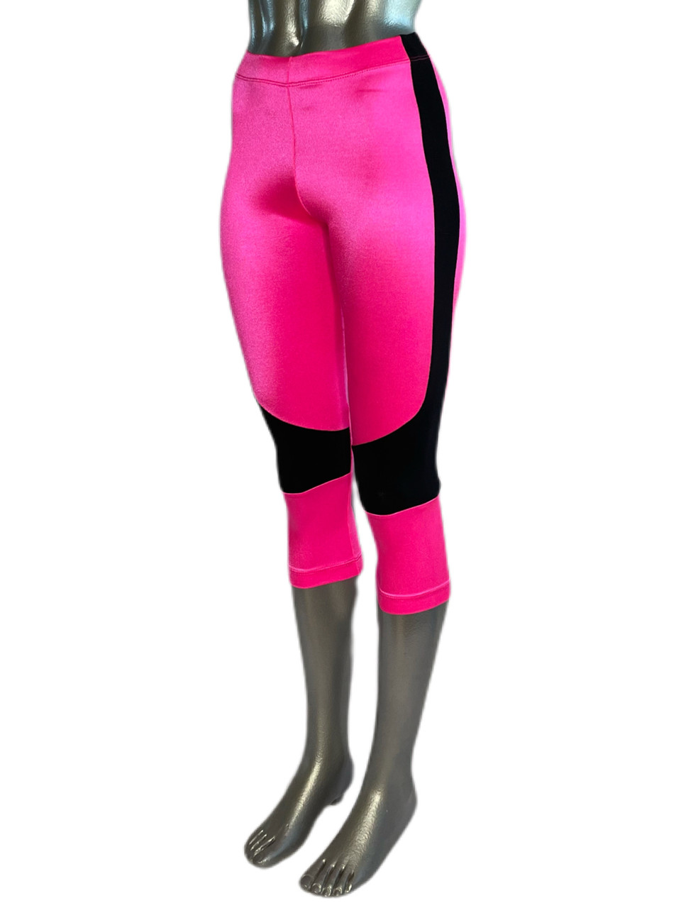 High Waist 3/4 Leggings - Final Sale - Shiny Supplex - Hot Pink w