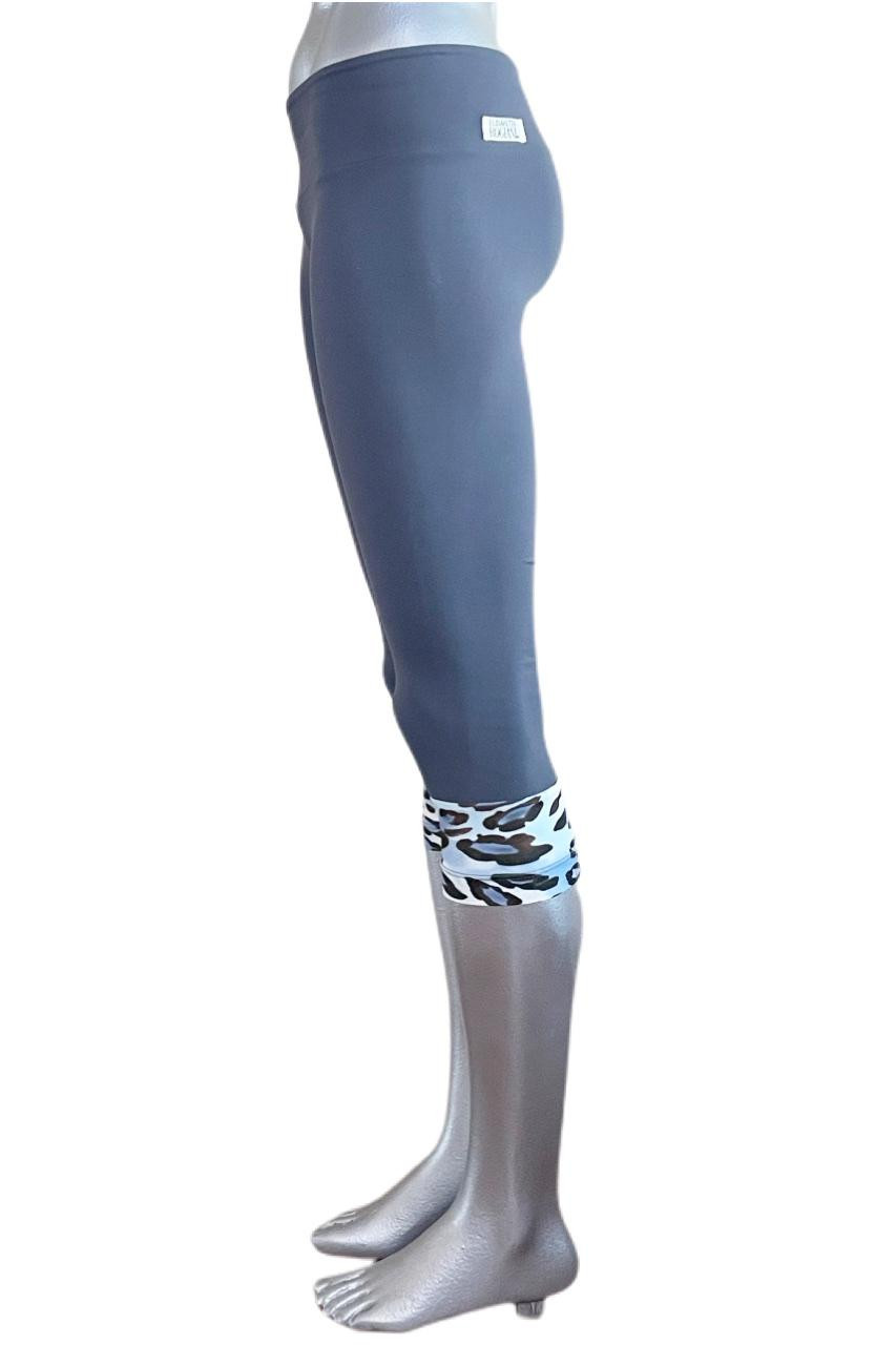 Sport Band Modella Cuff 3/4 Leggings - Final Sale - Metal Supplex  w/Turquoise Leopard Cuff - Small - 20 Inseam - Rogiani Inc