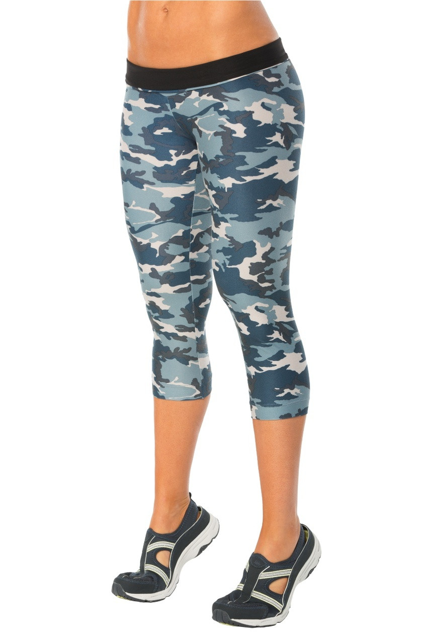 Sport Band 3/4 Leggings - Blue Camo 
