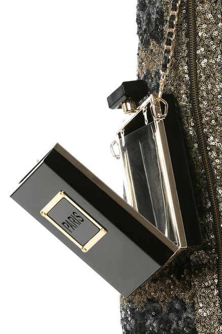 Black Paris Perfume Bottle Clutch - FINAL SALE (1 Available)