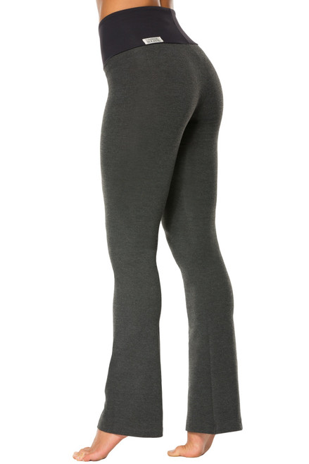 High Waist Bootleg Pants - Final Sale - Black Supplex Accent on Dark Grey Cotton - S & M - 32" Inseam