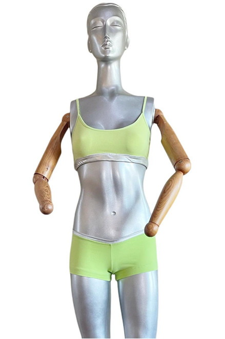 Lime and Silver - Cover Look - Final Sale - Medium Bra & Shorts - 2" Inseam