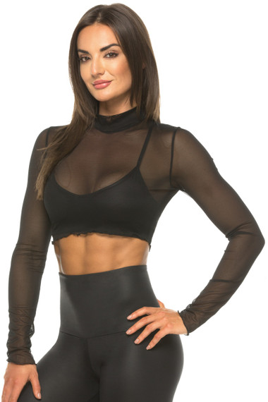 Valerie Mock Turtleneck Mid Crop - Mesh - Rogiani Inc