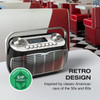 DETROIT Black DAB/DAB+/FM Retro Radio Alarm Clock LCD Display Battery/Mains