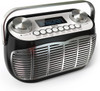 DETROIT Black DAB/DAB+/FM Retro Radio Alarm Clock LCD Display Battery/Mains