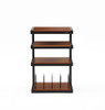 Norstone Esse Hi-Fi Rack / Stand With Vinyl Storage In Black & Frosted, Black & Back Gass or Black & Red Glass Shelves, White/Oak and Black/Walnut