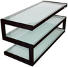 Norstone Esse 1100mm AV Furniture In White/Oak, Black/Walnut & Black/Black Glass, Black/Frosted Glass, White/Black Glass