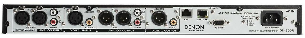 Denon Professional DN-900R Network SD/USB Audio Recorder Dante 2x2