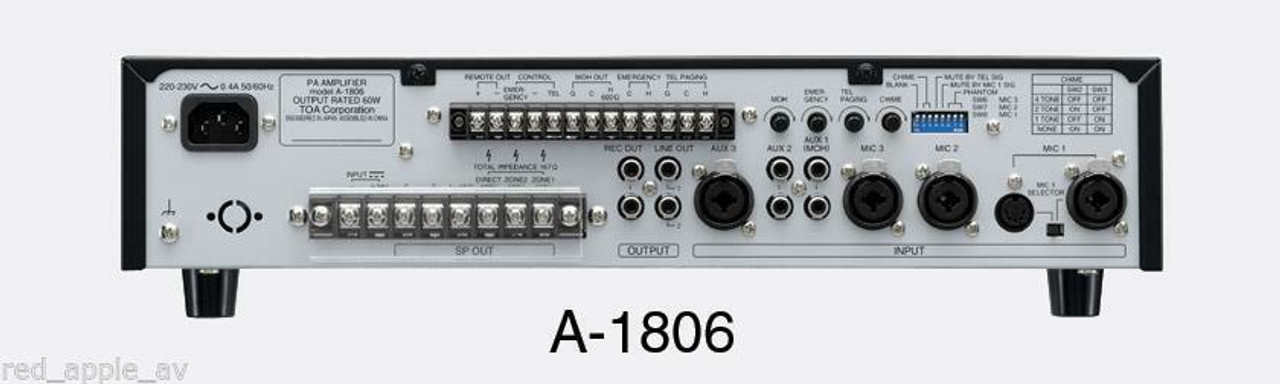 TOA Electronics A-1806 Professional 60W 6 Input 2 Zone Mixer Power Amplifier