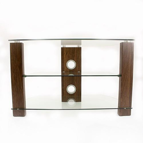 TTAP Vision TV Stand in Walnut* With 3 Clear Glass Shelves 800mm Wide 43" TV's