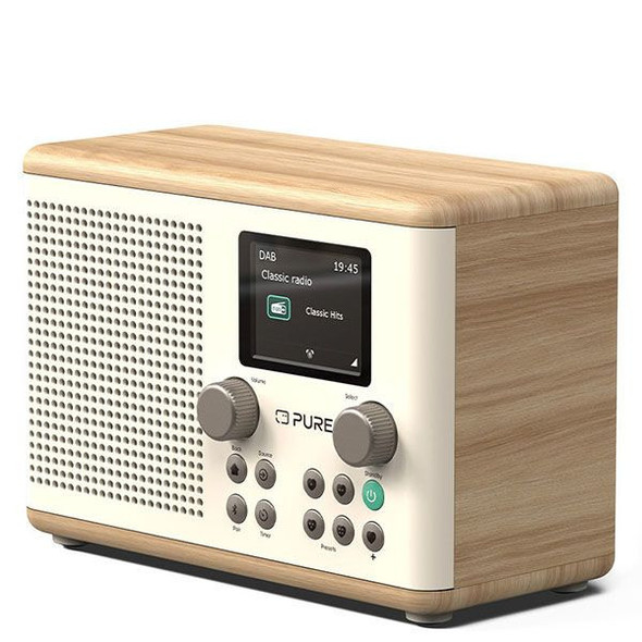 PURE Classic H4 DAB+/FM Radio with Bluetooth - Cotton White/Oak