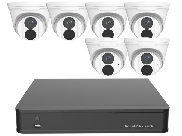Uniview IPVK-6-314 4MP IP Turret 6 Camera Kit White or Black Cameras