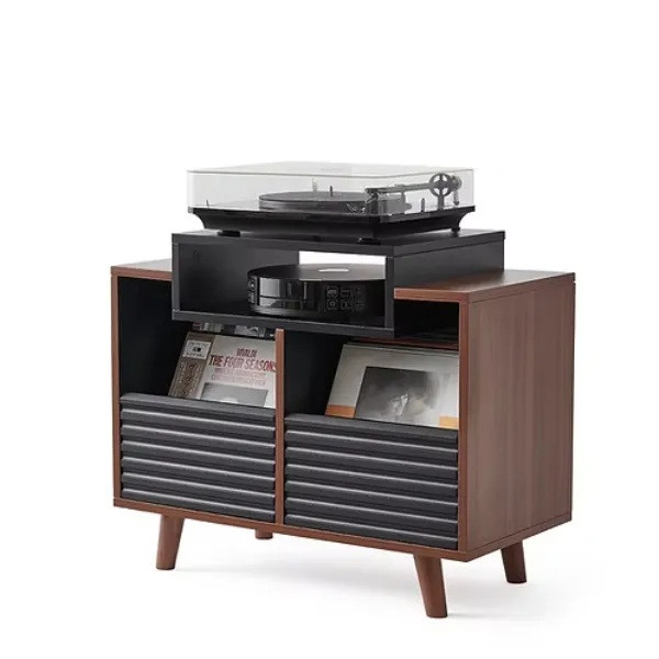 Norstone OSLO 800 HiFi Stand With Vinyl Storage Black/Walnut or