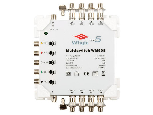 WHYTE Series 5 Multiswitch 5 In x 8 Out c/w Output Earth Bars Only
