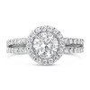 Amelie Round with Halo of Rounds Open Band Solitaire CZ Ring