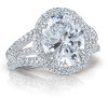 Madeline Oval Halo CZ Ring with Twin Prongs and Split Band