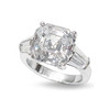 Asscher Cut CZ Double Baguette Solitaire Engagement Ring
