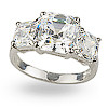 Becky Asscher Cut Three Stone Cubic Zirconia Ring