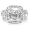 Candace CZ Cushion Cut Halo Ring with Wide Pave Band