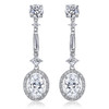 Venus Cubic Zirconia Halo Oval Drop Earrings, 4.4 Carats TW