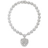 Saraphina CZ Leaf Cluster with Floral Drop Formal Necklace, 18 inches