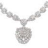 Saraphina CZ Leaf Cluster with Floral Drop Formal Necklace, 18 inches