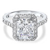 Brenina Starburst Emerald Cut CZ Halo Solitaire Engagement Ring