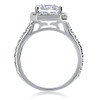 Brenina Starburst Emerald Cut CZ Halo Solitaire Engagement Ring