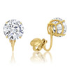 Round CZ Studs with Non Pierced Button Style Clip