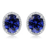 Madison Oval Lab Sapphire Halo CZ Stud Earrings
