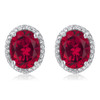 Madison Oval Lab Created Ruby Halo CZ Stud Earrings