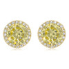 Margarita Halo Round Canary Yellow Diamond Look CZ Stud Earrings