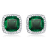 Christine Cushion Simulated Emerald Halo CZ Stud Earrings