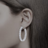 Martinique Vault Lock Front Facing CZ Oval Shaped Hoops, 19.0 Carats