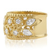 Barcelona Pears with Rounds Leafy Design CZ Wide Band Ring
