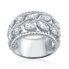 Barcelona Pears with Rounds Leafy Design CZ Wide Band Ring