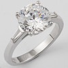 0.75 Carat Round Cubic Zirconia Engagement Solitaire Baguette Ring