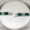 Pamela 2.5 Carat Each Green Emerald Look Ovals Necklace, 16-inches