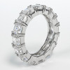 Platinum Asscher Prong Set Cubic Zirconia Eternity Band, Size 5.75