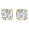Contessa CZ Princess Cut with Rounds & Baguettes Earrings in Yellow Gold