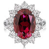 Diana 5.5 Carat Lab Created Ruby Oval with Halo Rounds Cluster CZ Ring