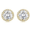 3.0 Carat Center Margarita Halo Round CZ Stud Earrings in Yellow Gold