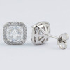 Limited Edition Aqua 2.5 Ct Each Cushion Cut Christine Halo Stud Earrings