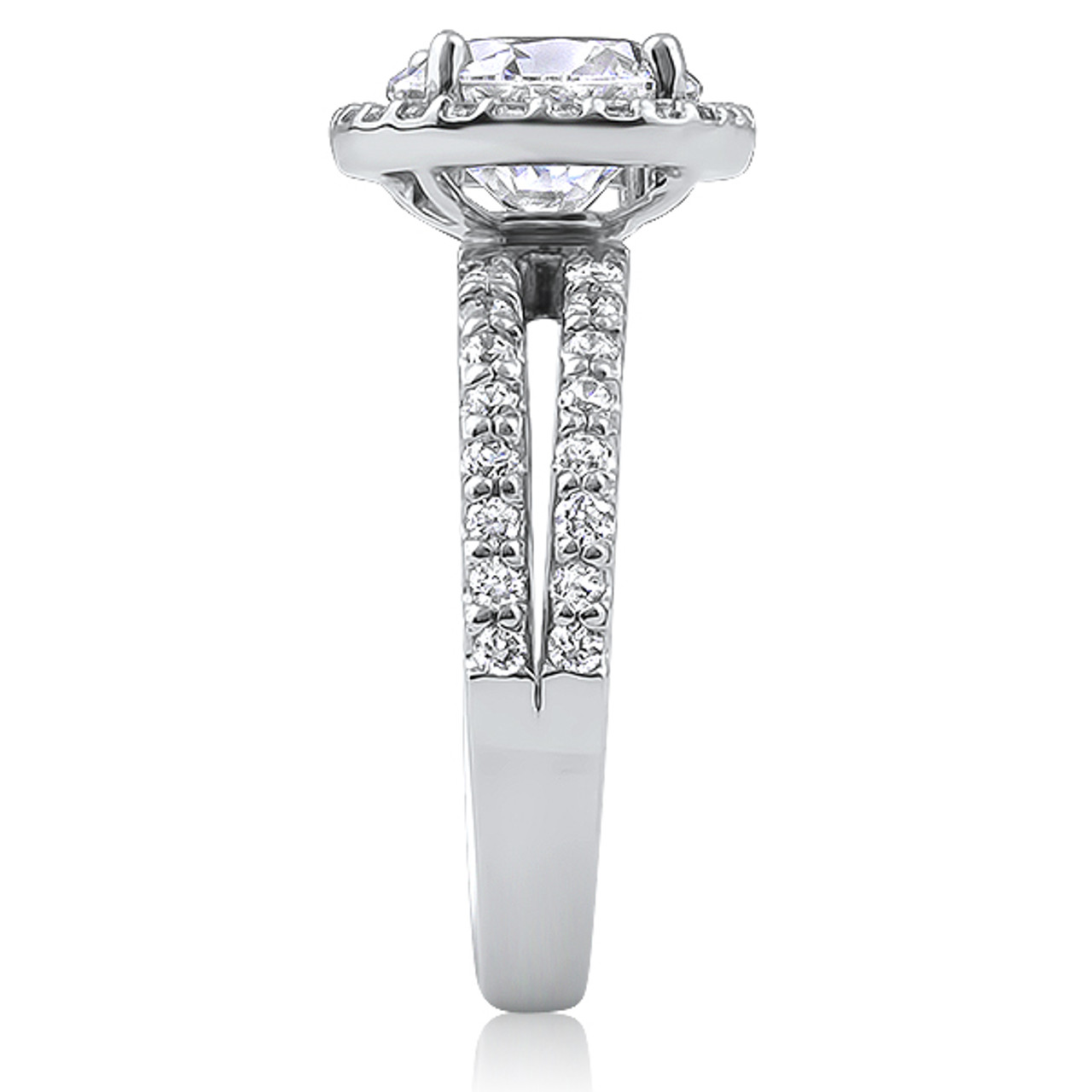 Amelie Round with Halo of Rounds Open Band Solitaire CZ Ring - Mystique ...