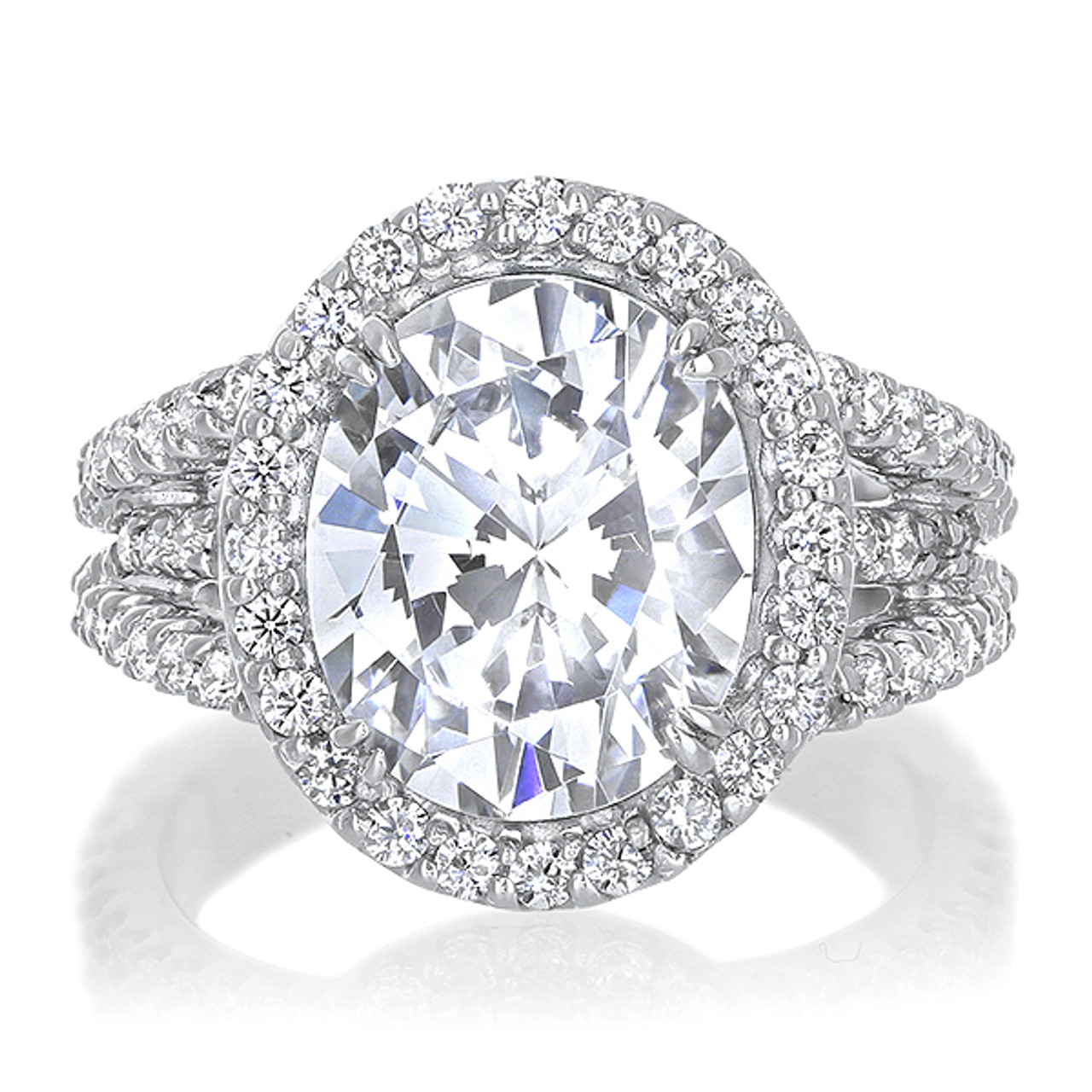 Oval Double Baguette Cubic Zirconia Solitaire Engagement Ring - Mystique of  Palm Beach