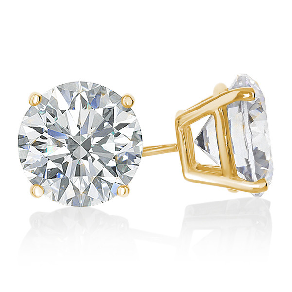 Solid 14K Yellow Gold Screw Back Round Basket Stud Earring Settings - Prong