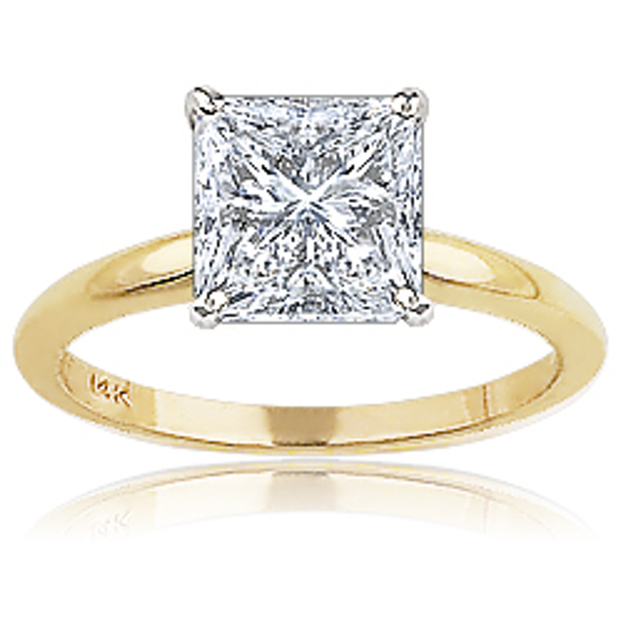 Princess Cut Square CZ Classic Solitaire Engagement Ring