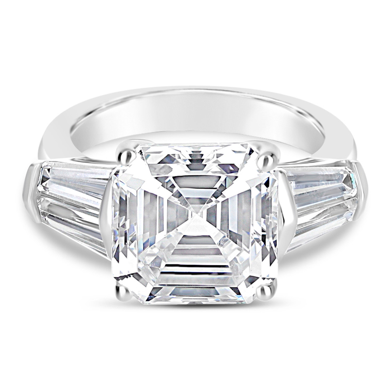 Asscher Cut Cz Double Baguette Solitaire Engagement Ring Mystique Of