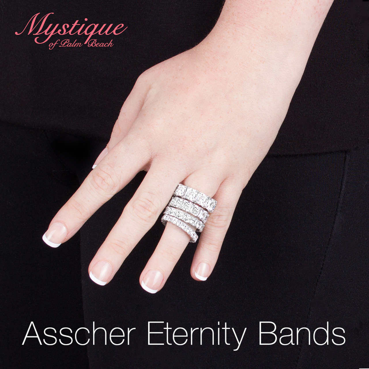 6.00 Ct. Asscher Cut Diamond Eternity Ring Band F-G VS1 18K White Gold |  eBay