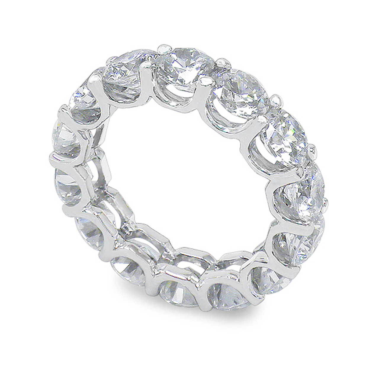 Sterling Silver 4mm Round CZ Eternity Band for Women U-Prong